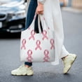 thumbnail image 6 of Single Shoulder Commuter Canvas Bag Large Capacity Can Be Carried Or Shoulder Storage For Daily Shopping Trips Classic Pink Ribbon Pattern, 6 of 7