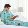 thumbnail image 6 of Picia Travelling on Airplane Pattern Men’s Long-Sleeve Sleepwear Set - Soft 2-Piece Loungewear with Pockets, Comfy PJs for Relaxing Nights-, 6 of 7