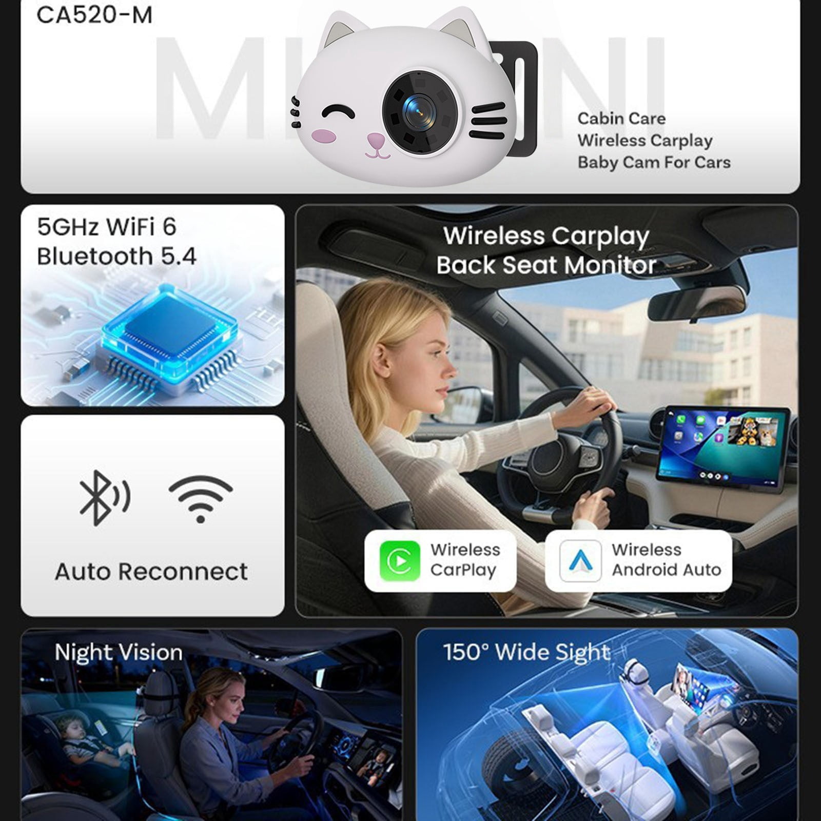 accessories wireless car essentials camera monitor infant auto backseat monitoring bebe adaptateur compatible box screen