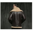 thumbnail image 3 of New Arrival Men's Winter Fashion Coat Genuine Sheepskin Leather Jacket for Motorcyclist Biker Pilot Outerware Wool Liner Double Layers Collar Brown 5XL 6XL,XL,dark brown, 3 of 8