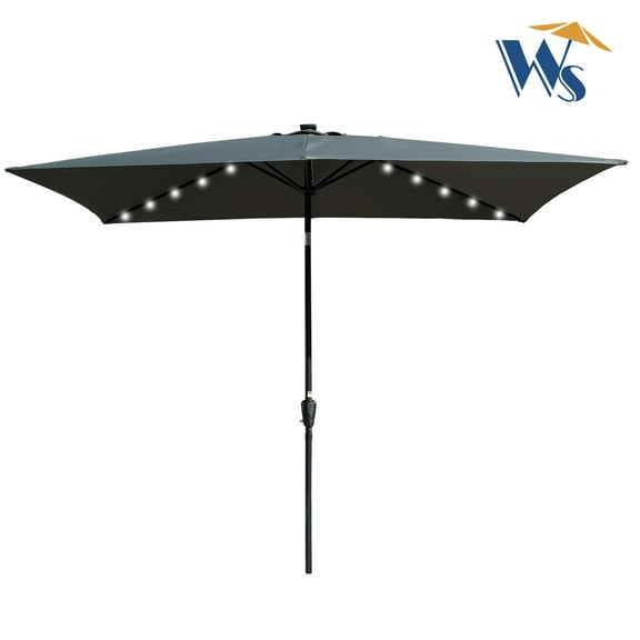 Patio Umbrellas 10 x 6.5t Rectangular Patio Solar LED Lighted Outdoor Umbrellas with Crank and Push Button Tilt for Garden Backyard Pool Swimming Pool,Market Umbrellas