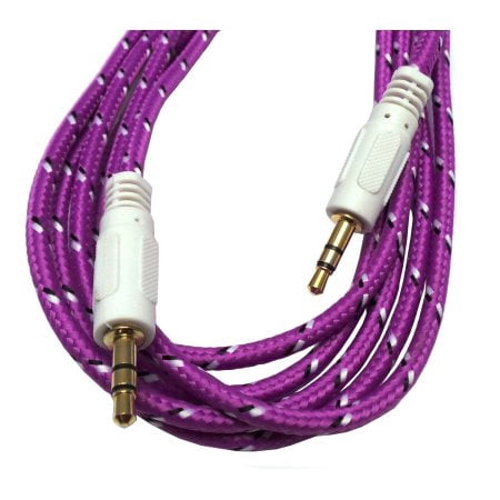 Braided Gold Plated 3.5mm Stereo Auxiliary Aux Cord Cable (3ft) For iPhone 6S 6 Plus 5.5 / 4.7 Samsung Galaxy S8 S8 Plus S7 Headphones, iPods, iPhones, iPads, Home / Car Stereos and More - Purple