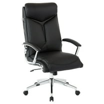 Executive Black Faux Leather High Back Chair with Padded Arms and Chrome Base