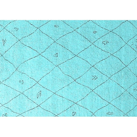 Ahgly Company Indoor Rectangle Solid Light Blue Modern Area Rugs, 6' x 9'