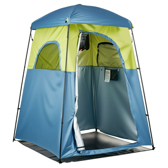 KFFKFF Camping Shower Tent, Single Room Design with Shower Bag, Ground Stakes, Ropes, Carry Bag, and Support Poles, Made of Durable 150D Oxford Fabric with Silver Coating