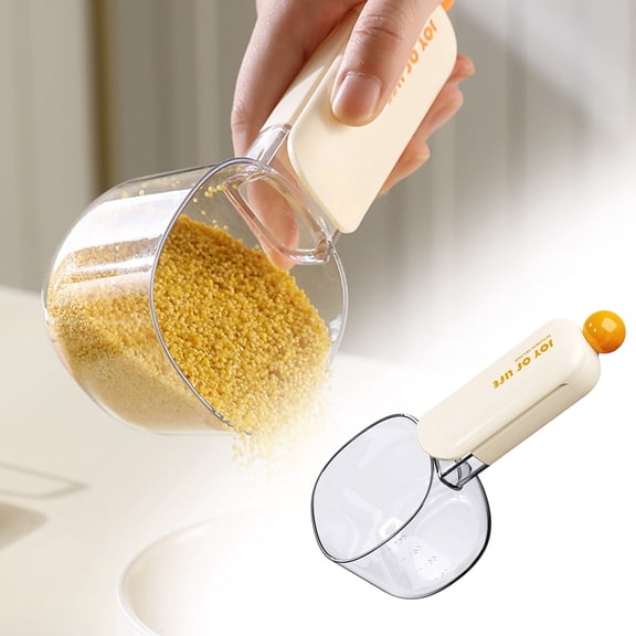 Pet Feeding Spoon Rice Scoop, Pet Food Measuring Cup with Long Handle for Dog Food, Scoop Rice, Cat Food with Sealing Clip