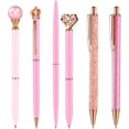 thumbnail image 1 of Diamond Gold Glitter Pen Journaling Black Ink Retractable Crystal Glitter Fancy Pens Gifts for Women ose Gold Office Supplies Daily Pen Point Press Pens for School Office Fun Gifts (pink), 1 of 5