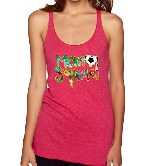 Wild Bobby, Soccer Mom Squad, Sports, Women Tri-Blend Racerback Tank Top, Shocking Pink, Small
