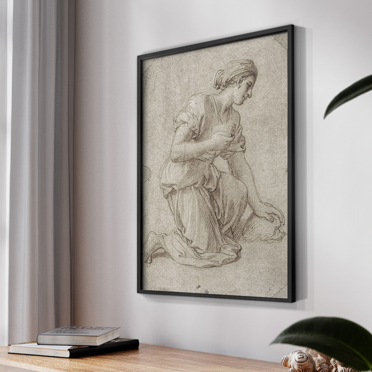 Vintage Sketch LXXXII - 14in. x 11in. Vintage Framed Print in Black Wood Frame