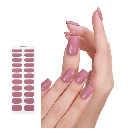 Solid Color Gel Nails Stickers Nails Polish Strips Manicures Stickers Full Nails Wraps Semi Cured Gel Nails Strips