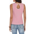 thumbnail image 2 of COCCKO Tank Top for Women 2026 Summer High Neck Sleeveless Striped Shirt Button Hollow Back Fitted Knit Camisole Tops, 2 of 7