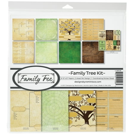 UPC: 0895707555065 | Reminisce Collection Kit 12 X12 -Family Tree 8 Papers & Stickers