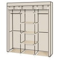 thumbnail image 2 of Tcbosik 5-Tiers Wardrobe Closet Portable Clothes Storage Organizer with Double Hanging Rod for Bedroom, Beige, 2 of 10