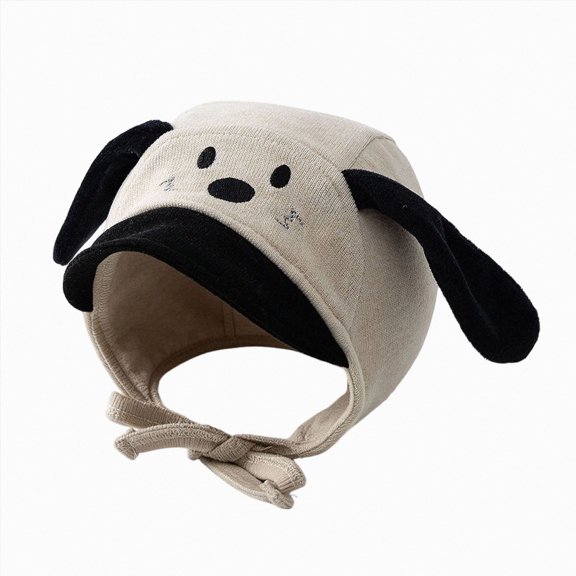 Hessimy Baby Dog Face Knit Bonnet Hat with Floppy Ears,Winter Warm Earflap Cap with Chin Ties