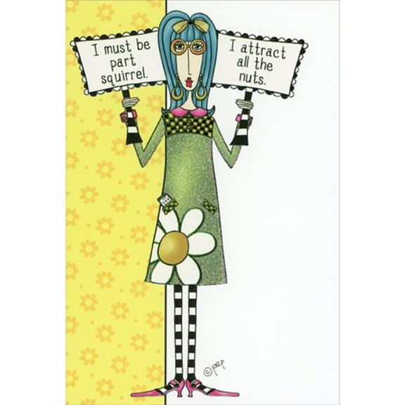 Pictura I Must Be Part Squirrel, I Attract All the Nuts: Woman with Blue Hair Funny / Humorous Birthday Card for Her, Woman