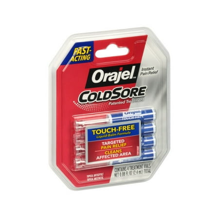 5 Pack Orajel Touch-Free Applicator for Cold Sores, 4 Treatment Vials Each