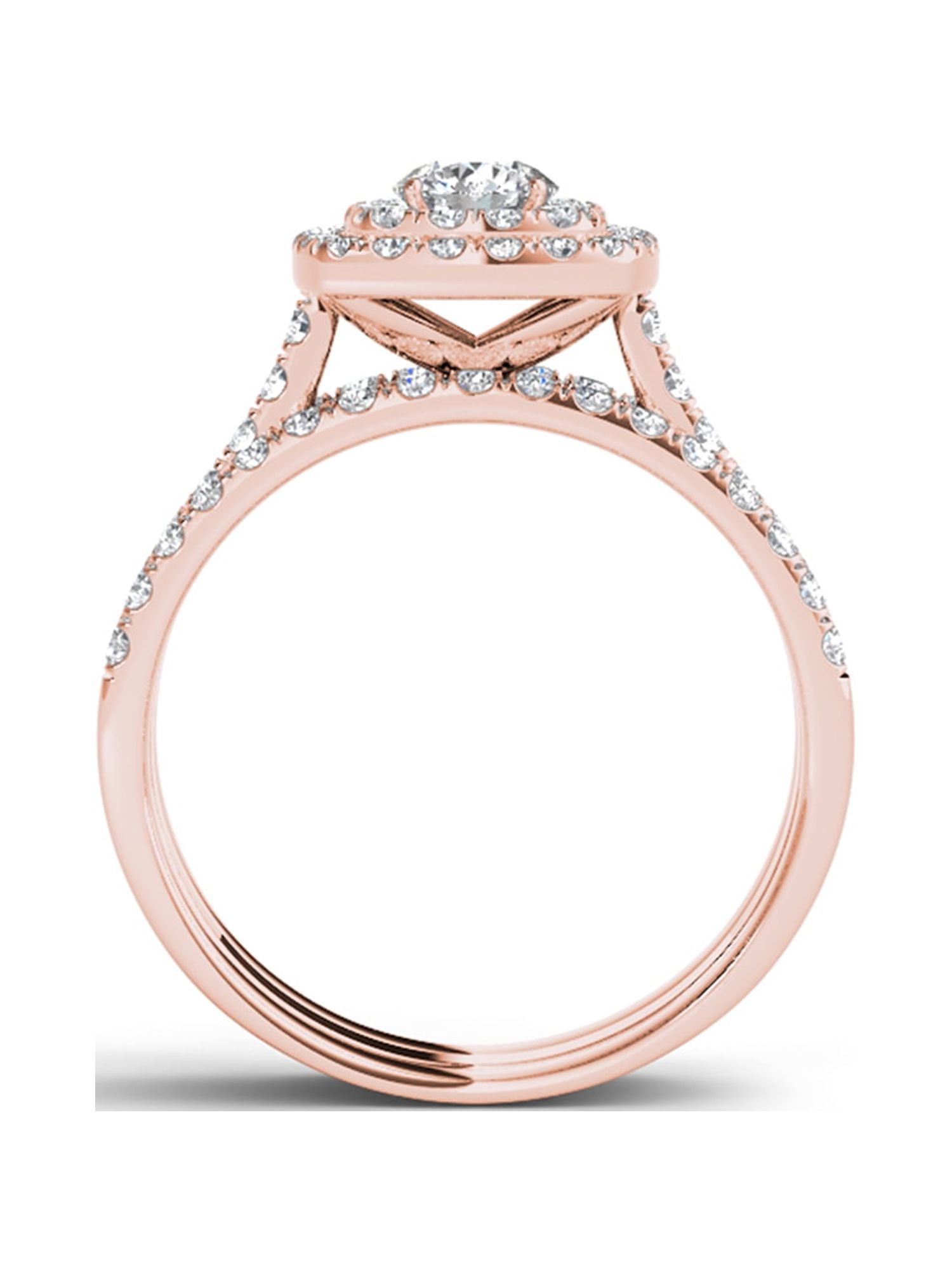 1-1/2 Carat T.W. Diamond 10kt Rose Gold Double Halo Engagement Ring Set