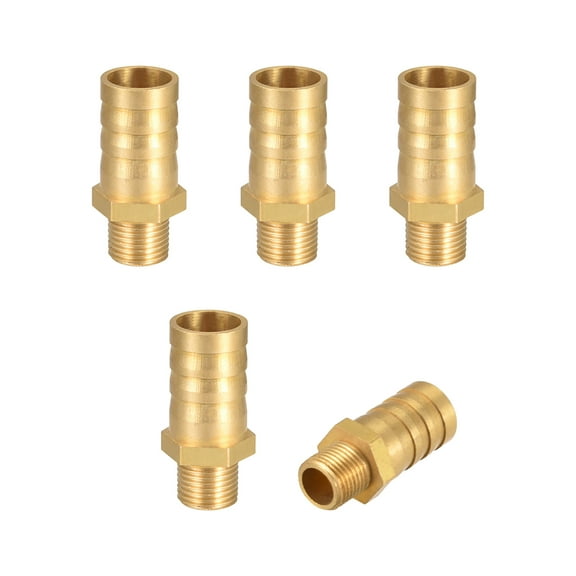 Brass Barb Hose Fitting Connector Adapter 12mm Barbed x1/8"G Male Pipe 5Pcs