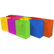 OccasionALL- Small Multi Color Paper Gift Bags with Handles for Birthday Parties 12 Pack 6x3x7.5