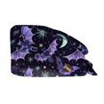 thumbnail image 2 of Kamentoy Women Halloween Witch Hat Halloween Print Ponytail Scrub Cap Soft Elastic Breathable Adjustable Work Hat For Fall Holiday Party Headwear For Women, 2 of 5