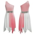 thumbnail image 6 of renvena Kids Girls Sleeveless Praise Lyrical Dance Dress One Shoulder Color Block Liturgical Worship Costume Size 6-16 Light Pink 16, 6 of 7
