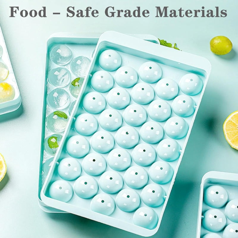 Reusable Sphere Ice Cube Maker, 33-Grid Round Ice Tray with Lid, Easy Release Ice Mold for Whiskey, Cocktail, and Coffee