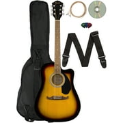 Fender FA-125CE Dreadnought Cutaway Acoustic-Electric Guitar Bundle with Gig Bag, Strap, Strings, Picks, Play Online Lessons and Austin Bazaar Instructional DVD, Sunburst