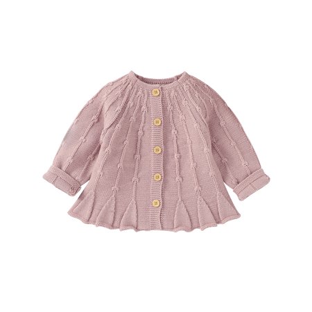 

Bebiullo Infant Baby Girl Knit Cardigan Kids Ruffle Long Sleeve Sweater Top Fall Winter Warm Jacket Coat 18-24 Months