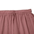 thumbnail image 6 of Women's Cotton Linen Elastic Waist Shorts with Drawstring and Side Pockets, Casual Solid Color Mid-Length Summer Shorts for Daily Wear, Lounge, and Outdoor Activities Rose Gold XL, 6 of 8