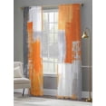 thumbnail image 4 of Orange Grey Sheer Curtains 108 Inches Long 2 Panels Graffiti Abstract Color Block Mottled Texture Light Filtering Semi Sheer Window Curtains Drapes for Bedroom Living Room 52"x108", 4 of 7