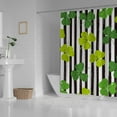 thumbnail image 3 of Coolnut Bath Shower Curtain Liners Clover Leaf on Black White Stripes 60x72in Polyester Waterproof with 12 Curtain Hooks, 3 of 6