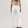 thumbnail image 6 of WREESH Womens Jeans Fashion Denim Button Zipper Solid High Waist Pockets Jeans Long Trousers White, 6 of 7