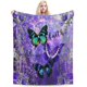 thumbnail image 2 of Manta de mariposa de felpa morada, suave y acogedora, para niños, niñas, niños y adultos, para sofá, cama, silla, oficina, dormitorio, 2 of 8