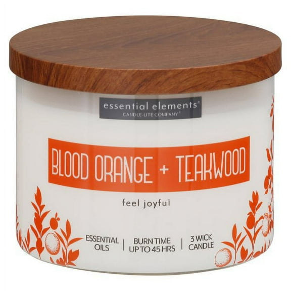 Essential Elements Blood Orange & Teakwood Jar Candle - 3 Wick Soy Wax - 14.75 oz