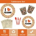 thumbnail image 4 of 142 Pcs Vintage Book Theme Party Tableware Book Club Birthday Party Supplies Library Reading Themed Disposable Plates Napkins Cups and Forks Set, 4 of 6