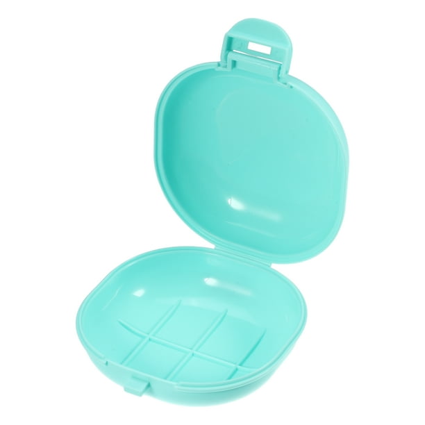 Jabonera de viaje, jabonera portátil, soporte para barra de jabón para viajes, camping, gimnasio al aire libre con cubierta, azul
