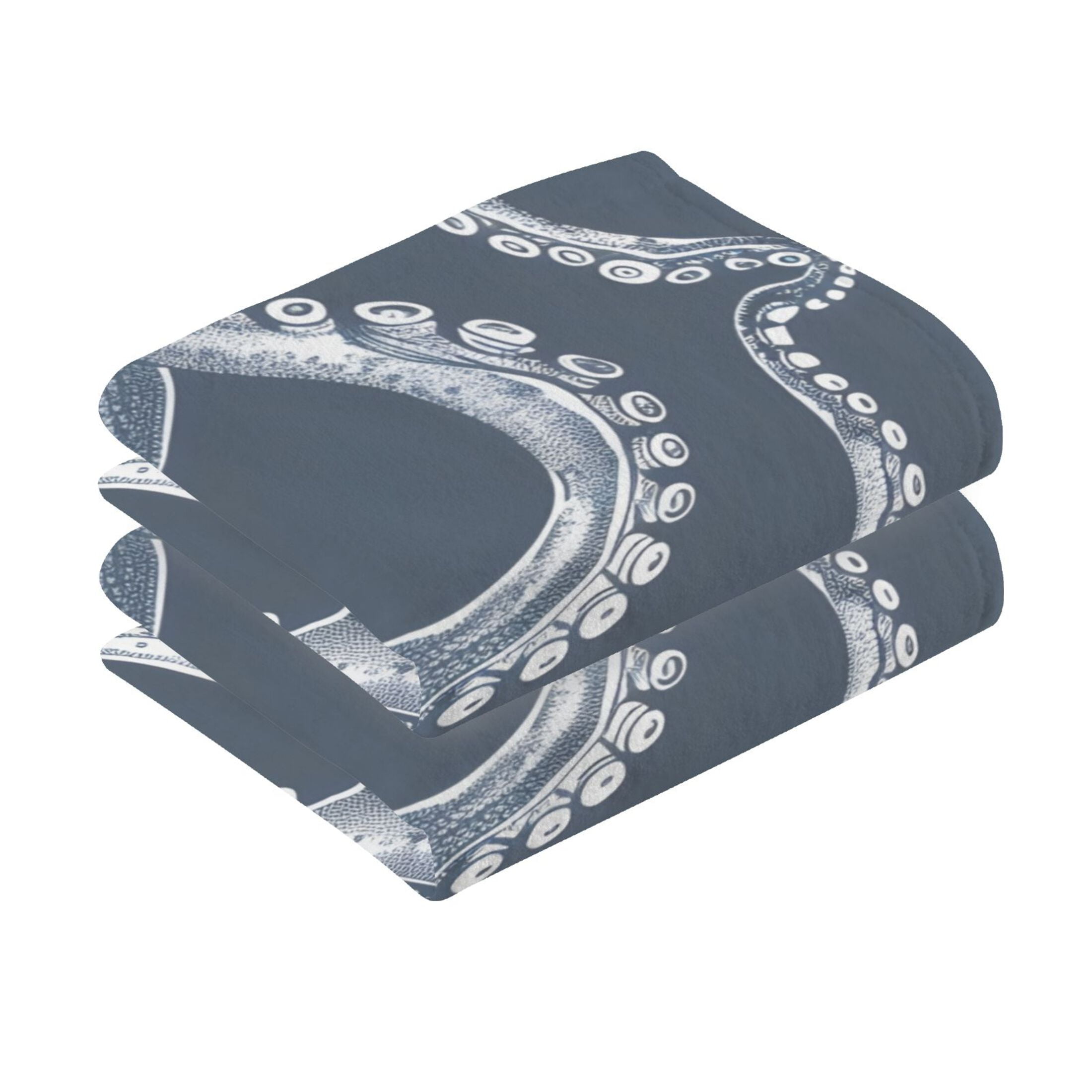 Cotton Bath Towels Soft Face Towel Absorbent Quick Dry Octopus Sketchy 16"x28" 2 Pack