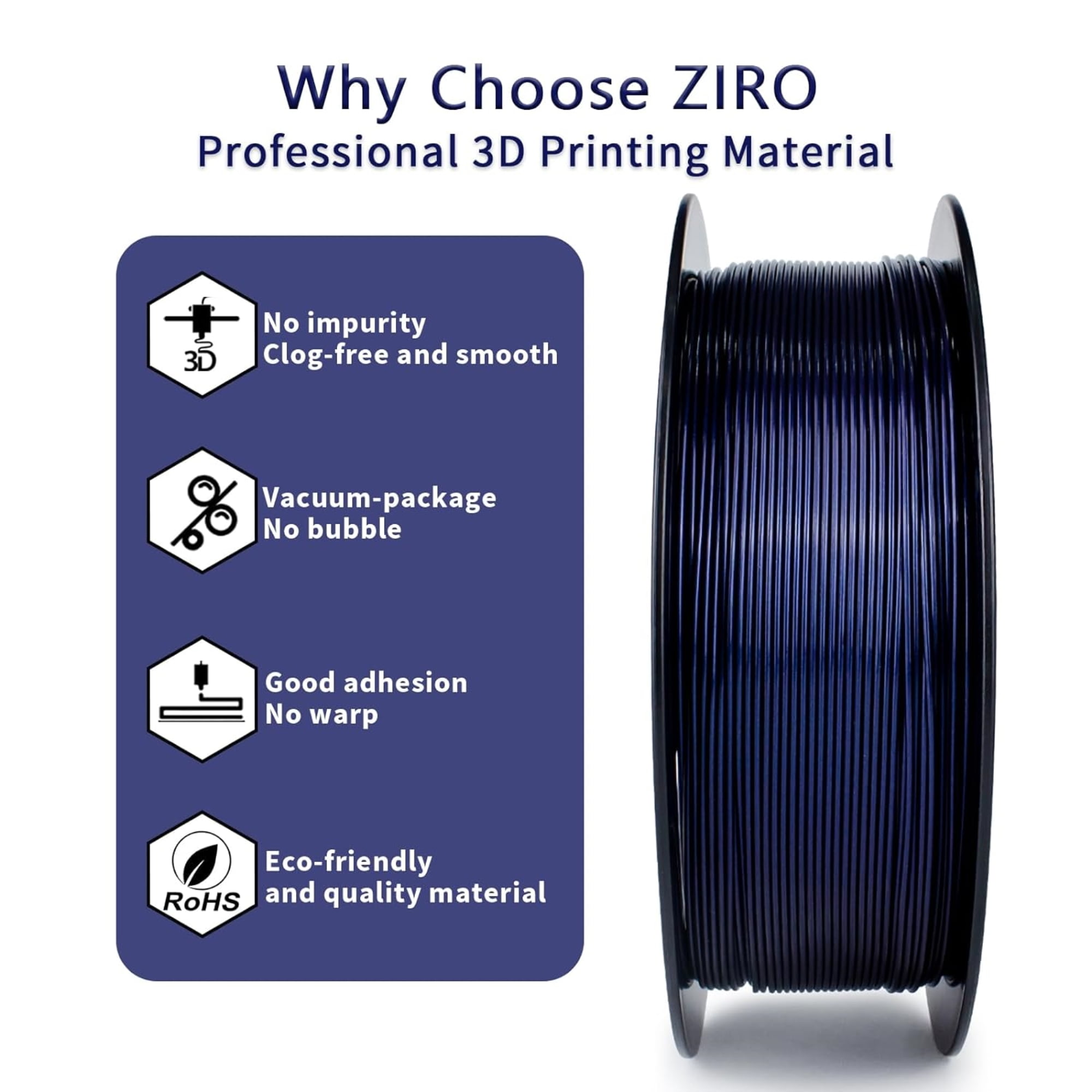 Ziro 3D Mystic PLA Filament 1.75mm 1kg, Midnight Blue