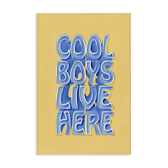 Stupell Industries Cool Boys Live Here Text & Numbers Painting Wrapped Canvas Art Print Wall Art, 16 x 24