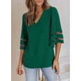 thumbnail image 6 of Sidefeel Women's Baggy Shirts Hollow Out Mesh Splice Blouse Tops V Neck Summer Shirts L 12-14, 6 of 9