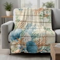 thumbnail image 2 of Beige Beach Coastal Blanket Soft Cozy Warm Throw Blanket for Couch, Plush Fuzzy Flannel Fleece Blankets for Sofa, Summer Nautical Coral Shell Botanical Vintage Bed Blankets Gifts for Men, 50"x60", 2 of 9
