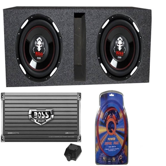 2 BOSS AUDIO P106DVC 10" 4200 Watt Car Subwoofers AR4000D Amp Kit Vented Sub Box
