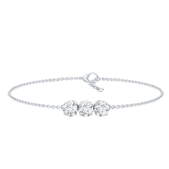 Rosec Jewels Lab Created Diamond Chain Bracelet with Lobster Clasp - EF-VS Quality - Ready to Gift for Valentines, 925 Sterling Silver, 7.0 inches