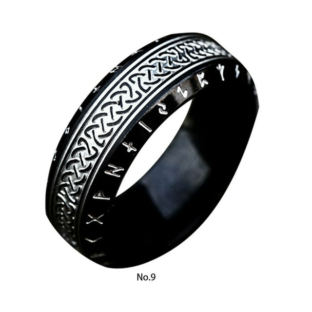 mmirethe Vintage Steel Ring Unisex For Fashion-Forward Individuals Ring For Men Gifts For Friends Rings All black 9 1Set