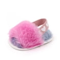 thumbnail image 5 of Baby Girls Warm Fuzzy Slipper Plush Sandals Soft Sole Faux Fur Flats Toddler Prewalker Slipper Elastic Back Strap, 5 of 9