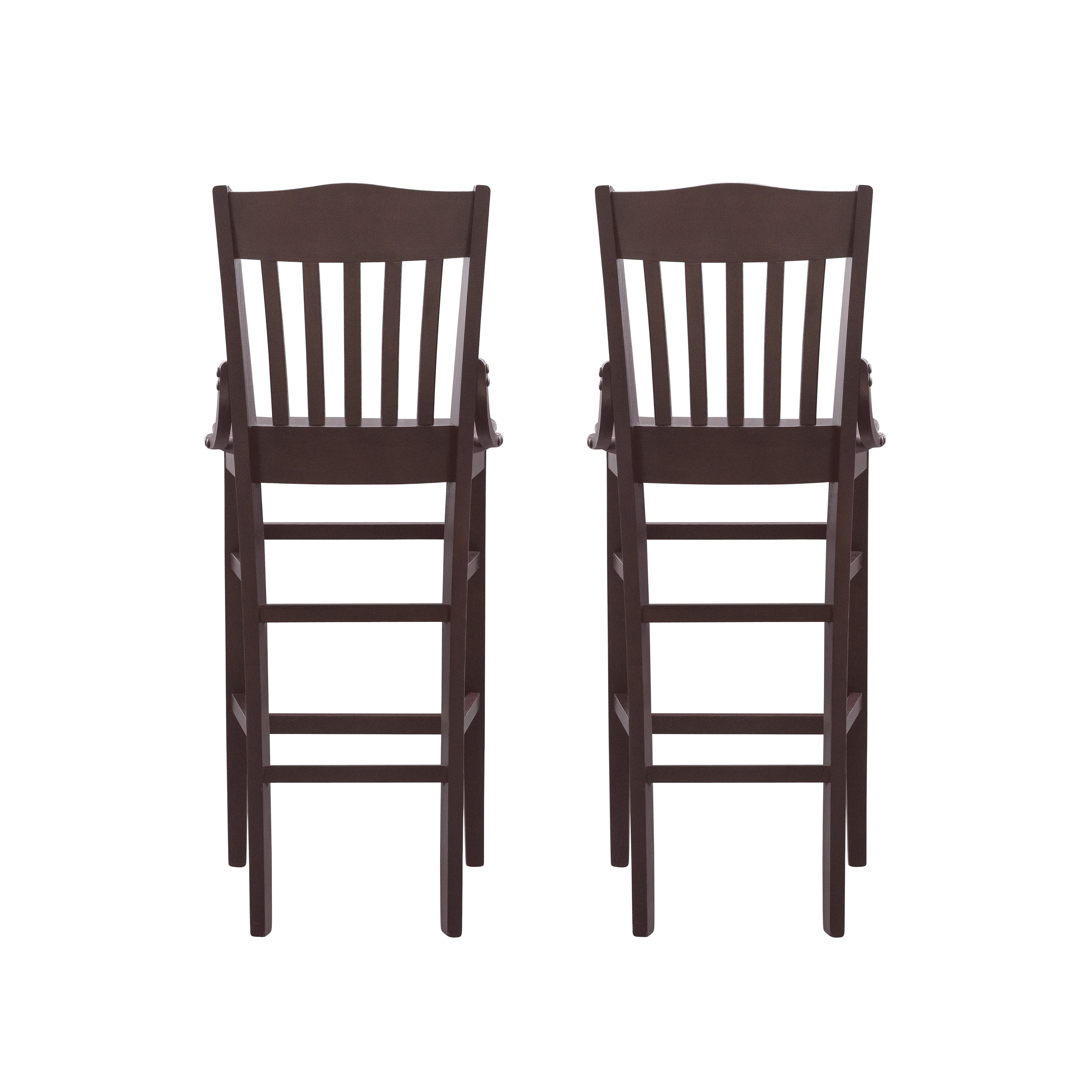 Linon Judah High Back 30" Bar Stools Set, 2-Piece, Brown Finish