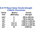 EZ TY 3/8 Inch (9 mm) Reusable Rope Clamps Black SIX (6) PACK