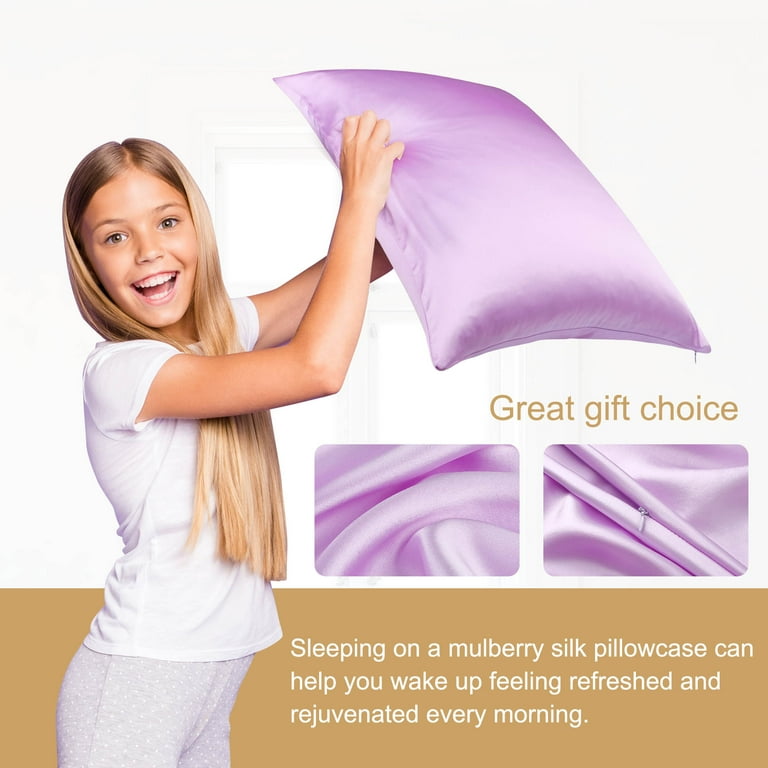 PiccoCasa 19 Momme Silk Pillowcase for Travel Size Pillow Light