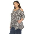 thumbnail image 2 of White Mark Women's Plus Size Snake Print Cold Shoulder Tunic, 2 of 6