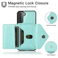 thumbnail image 3 of Wallet Case for Galaxy S23, Detachable Crossbody Lanyard Strap PU Leather+Soft TPU Bumper Magnetic Clasp Back Flip Credit Card Slots Kickstand Cover for Samsung Galaxy S23, Mint, 3 of 6